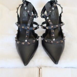 Valentino Noir Rockstar Black Studded Heels 100 MM size 39.5